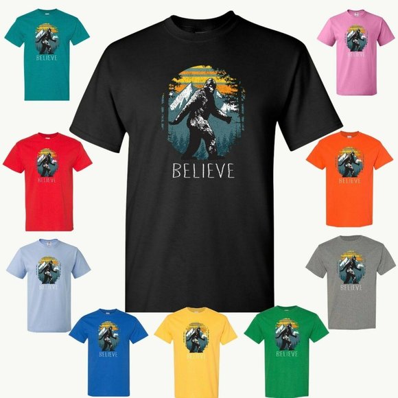 Sasquatch Believe Mountains Bigfoot Short Sleeve - Picture 1 of 10